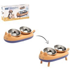 Set aus 2 Edelstahlnäpfen für Hund oder Katze mit Ständer – PET7734