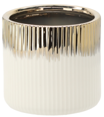 Keramischer Dekotopf – Gold-Weiß – ELI3369