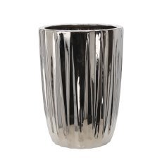 Keramischer Ziertopf – silberfarben gerippt – ELI3451