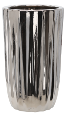 Keramischer Zierblumentopf 24,5 cm – silber, gerippt – ELI3468