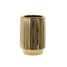 Keramikhülle für Blumentopf 22 cm – gold geriffelt – ELI3550