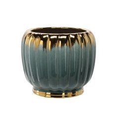Keramischer Ziertopf 41 cm – gold-grün – ELI3628