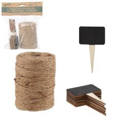 Set aus Juteschnur, 60 m + 10 Stück Gartenschilder – EDA4526