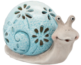 Gartenfigur – blauer Schnecke mit LED, 2er-Set – GOT9002