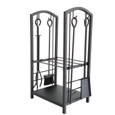 Metall-Kaminholzständer mit 4-teiligem Kaminbesteck-Set – KOM5882