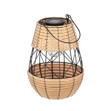 Solar-Metalllaterne 32 cm – Schwarz-Beige – LAP8938