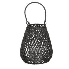 Laterne geflochten 20x25 cm – schwarz – ILS1258