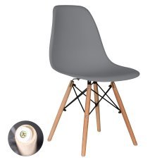 Moderner Stuhl mit Holzbeinen – Grau *7820