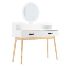 Weiße Schminktisch mit Spiegel 100 x 40 x 139 cm *9012