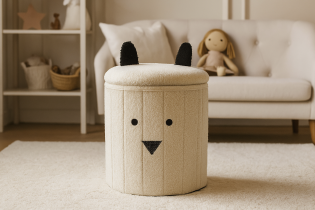 Chomik - Faltbarer Hocker mit Stauraum – Weiß – PHO4243