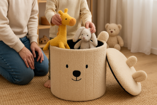 Chomik - Faltbarer Hocker mit Stauraum – Beige – PHO4250