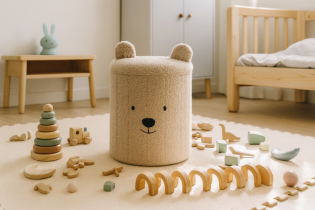 Chomik - Faltbarer Hocker mit Stauraum – Beige – PHO4250