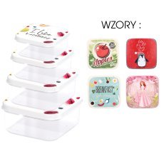 Set aus 4 quadratischen Aufbewahrungsdosen mit Muster – HOB020979
