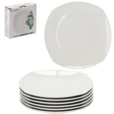 Set aus 6 quadratischen Desserttellern, 20 cm, weiß *2349
