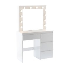 Schminktisch in Weiß mit Beleuchtung und 4 Schubladen, 94x43x140 cm *4868