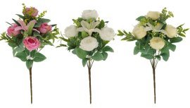 Kunstzweig Rosen- und Lilienstrauß, 24 Stück/Packung – HID2904