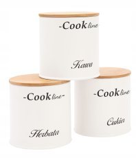 Chomik - Brotbox Aglio – aus Bambus mit Metalldeckel, 36,5 x 25 x 13 cm, mattweiß + 3 Dosen 11,5 x 11,5 x 12 cm *4942
