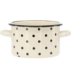 Emaillierter Topf 2 l, 16 cm, weiß mit Punkten *3356
