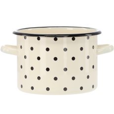 Emaillierter Topf 3 l, 18 cm, weiß mit Punkten *3400