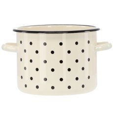 Emailierter Topf 4,5 l, 20 cm, weiß mit Punkten *3455