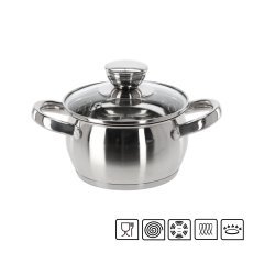 Topf aus rostfreiem Edelstahl mit Deckel 1 l 14 cm Belly *3103