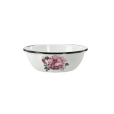 Email-Schüssel 1,5 l, 20 cm, weiß, Pfingstrose Laura *9075