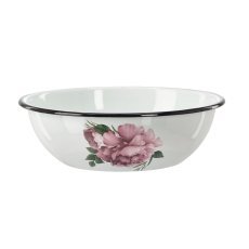 Emaille-Schüssel 2,5 l 24,5 cm weiß Pfingstrose Laura *9099
