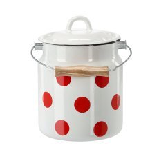 Emaille-Eimer 3,3 l, 16 cm, weiß mit roten Punkten z/p *9112