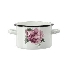 Emaille-Topf 2 l, 16 cm, weiß, Pfingstrose Laura *9150