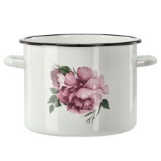 Gusseisentopf 5,5 l, 22 cm, weiß, Pfingstrose Laura *9242