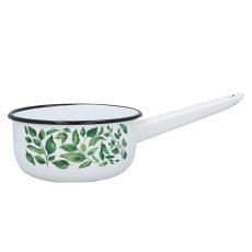 Emaille-Kasserolle mit Griff 1,5 l, 16 cm, weiß, Ficus *9280
