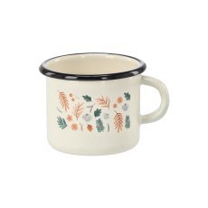 Emailbecher mit Blättermotiv, 0,5 L – Creme – EMA2280