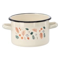 Emaillierter Topf mit Blättermotiv 2 L – Creme – EMA2341