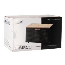 Chomik - Brotbox Hibisco – emailliert mit Bambusdeckel, 35,5 x 17 x 19,5 cm, schwarz *8879