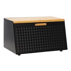Chomik - Brotbox Hibisco – emailliert mit Bambusdeckel, 35,5 x 17 x 19,5 cm, schwarz *8879