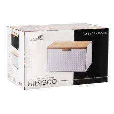 Chomik - Brotbox Hibisco – emailliert mit Bambusdeckel, 35,5 x 17 x 19,5 cm, weiß *8886
