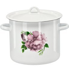 Gusseisentopf 7 l, 22 cm, weiß, Pfingstrose Laura m/D *2615