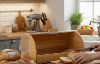 Chomik - Bambus-Brotkasten Menta mit Kunststoffdeckel - NEL3185
