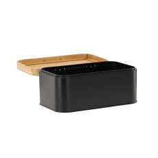 Chomik - Metall-Brotbox mit Bambusdeckel Lauro – schwarz – NEL3192