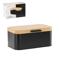 Metall-Brotbox mit Bambusdeckel Lauro – schwarz – NEL3192