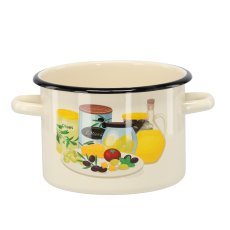 Emaille-Topf 3 l, 18 cm, creme-oliv *7459