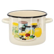 Emaille-Topf 4,5 l, 20 cm, creme-oliv *7510