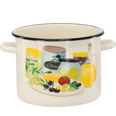 Emaille-Topf 5,5 l, 22 cm, creme-oliv *7473