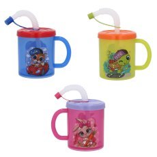 Plastikbecher 210 ml mit Trinkhalm *8551