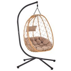 Hängender Klappstuhl beige, Sitzpolster – beige, Gestell – schwarz *9100