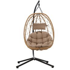 Chomik - Hängender Klappstuhl beige, Sitzpolster – beige, Gestell – schwarz *9100