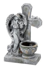Chomik - Figur Engel stehend mit Kreuz und Topf - DED8813
