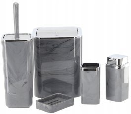 Chomik - 5-teiliges quadratisches Badezimmer-Set in marmoriertem Grau *5140