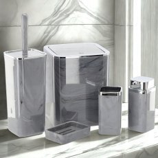 Chomik - 5-teiliges quadratisches Badezimmer-Set in marmoriertem Grau *5140