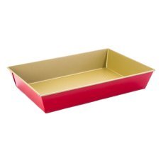 Blech mit Struktur 28x23,5x6 cm mit Antihaftbeschichtung in Gold-Rot *3511*